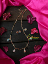 Daily Wear AD Stone Pendant Chain-Pear-Pastel Colors- G4125